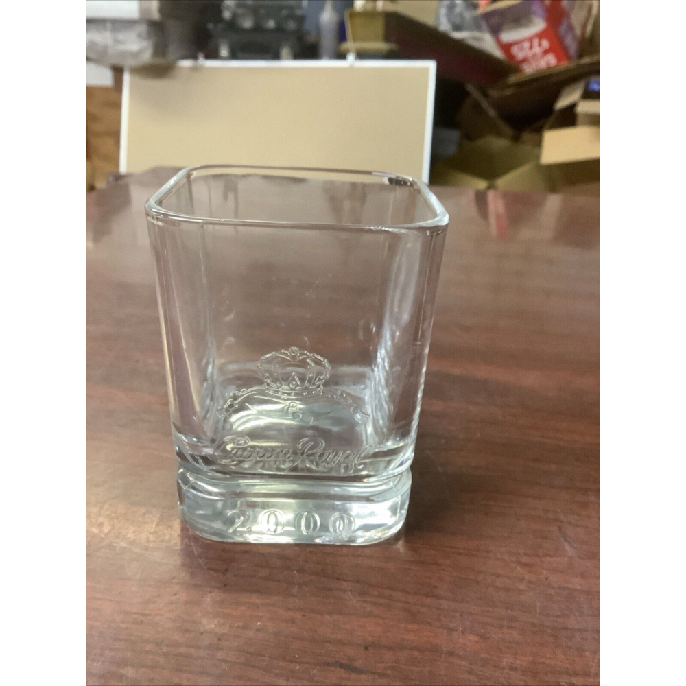 Crown Royal Vintage Square Highball Cocktail Drinking Glass Year 2000